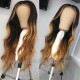 Ombre Brown With Front Highlights Color Wave Human Hair Glueless 13x6 Lace Front Wig BW0028