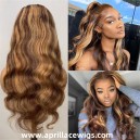 Brazilian virgin Human hair 4/27 Highlight Brown 13x6 Lace Front wig BW0027