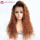 Water Wave Ombre Brown Glueless 360 Wig Preplucked Hairline BW2222